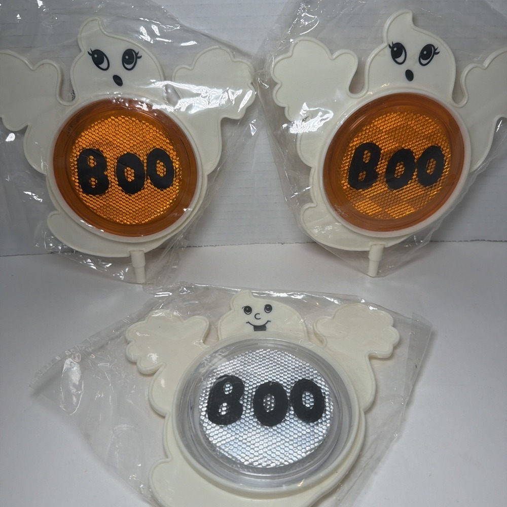 Vintage Halloween Ghost "BOO" Reflector Lot Driveway Markers Reflectors